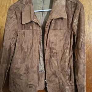Bamboo Traders Textured Brown Leather Jacket